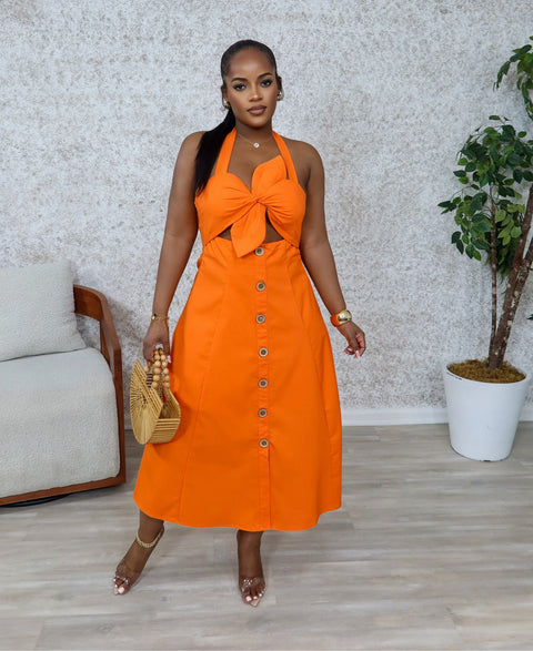 Tiara Midi Dress (Orange) - Fitz Clothing