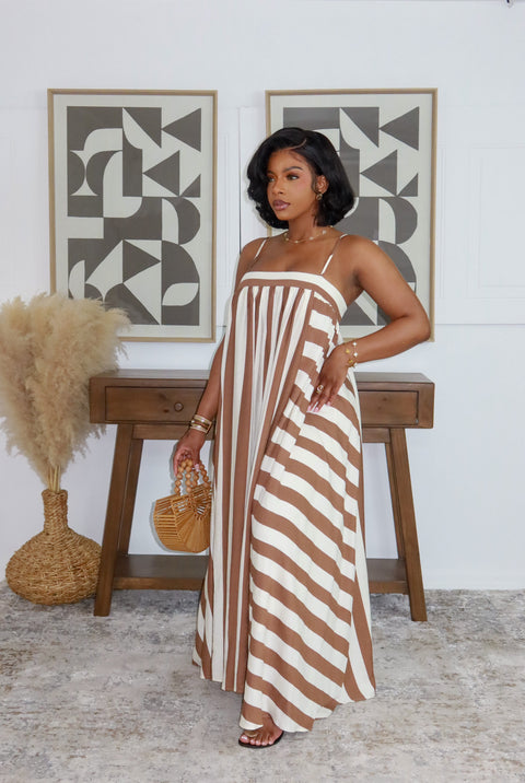 The Aurora Flow Maxi Dress (Brown) - Fitz Clothing
