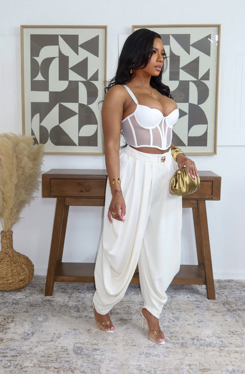 Silvi Rushed Pants (Natural/Cream) - Fitz Clothing