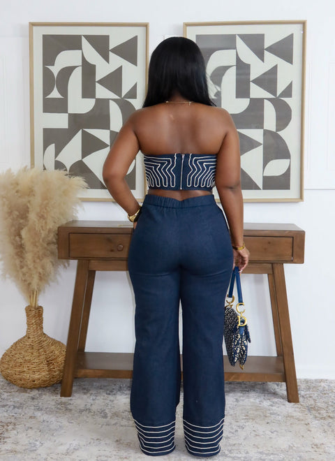 Harbor Lines Denim Pants Set (Dark Denim) - Fitz Clothing