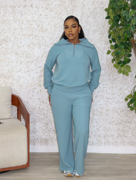 Shamoya High Neck Cozy Set (Blue Grey)