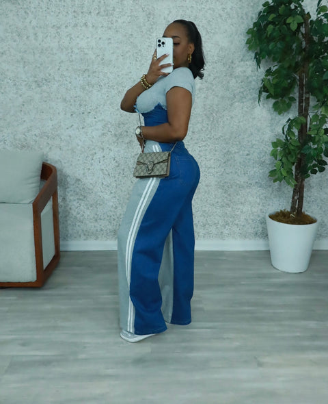 Ricoh Contrast Denim Pants Set