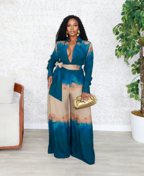 Jade Shirt Jumpsuit (Teal)