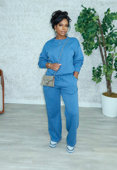 Chill Day Pants Set(Dusty Blue)