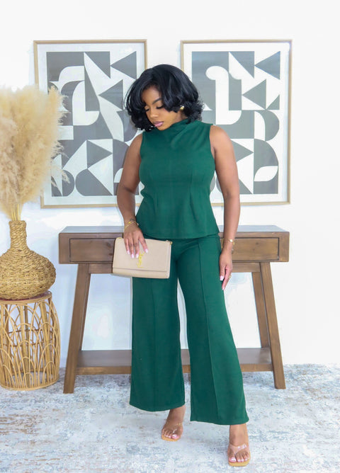Rich Girl Energy Pants Set (Green)