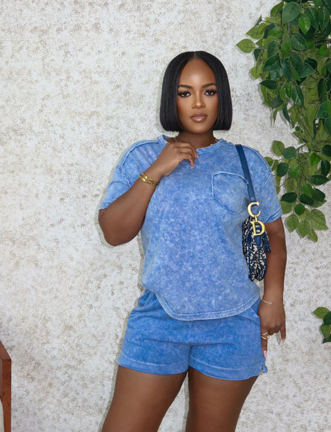Easy Days Shorts Set (Navy Blue)