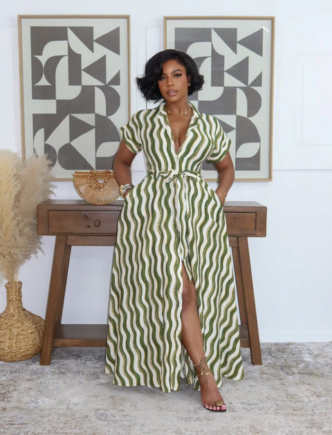 Grace & Glam Maxi Dress (Olive)