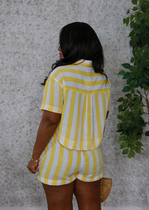 Nila Linen Shorts Set (Yellow) - Fitz Clothing