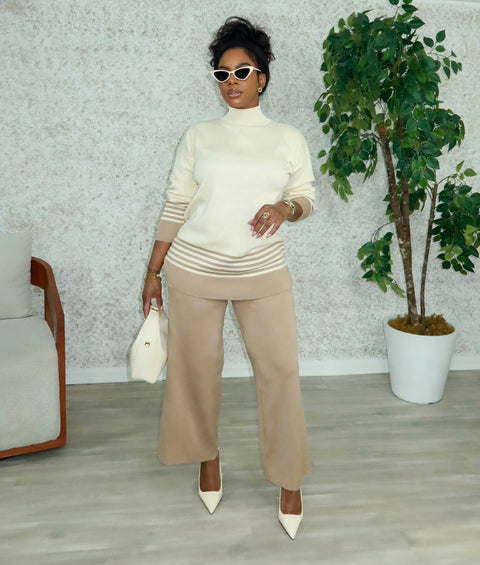 Sagni Knitted Pants Set(Taupe)