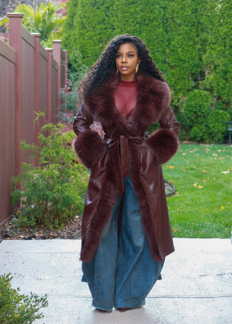 Coco Fur Coat (Burgundy)