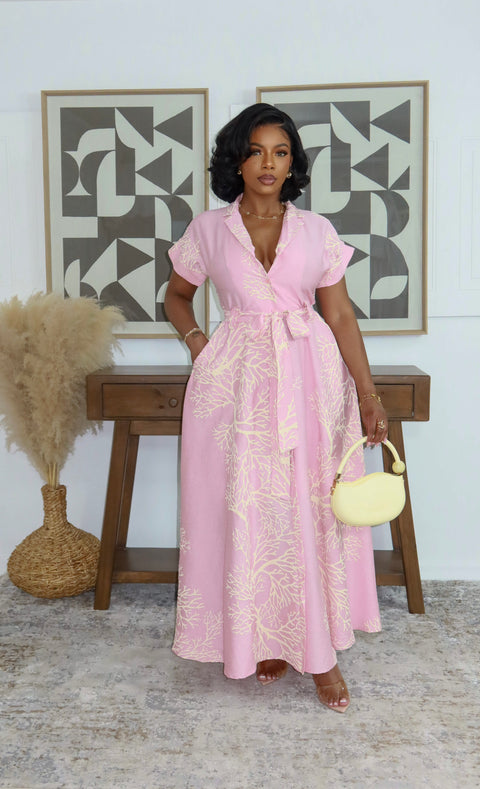 Virtuous Vine Maxi Dress (Pink) - Fitz Clothing