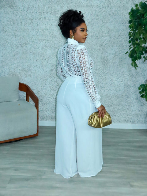 Evell Crochet Pants Set(White)