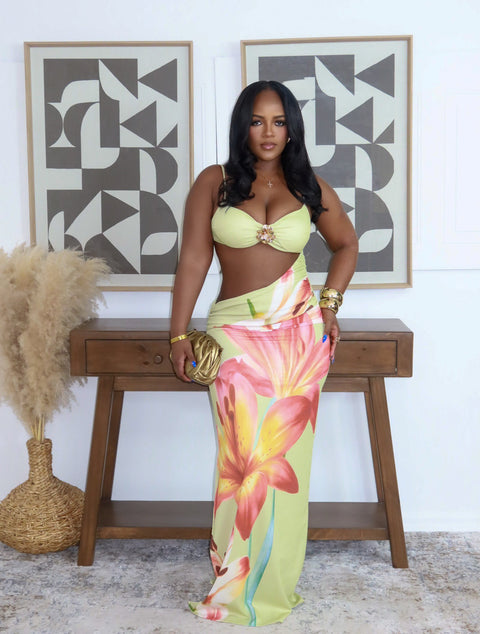 Peach Petal Maxi Dress (Sage) - Fitz Clothing
