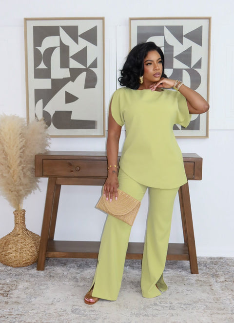 Lydia Luxe Pants Set (Green)