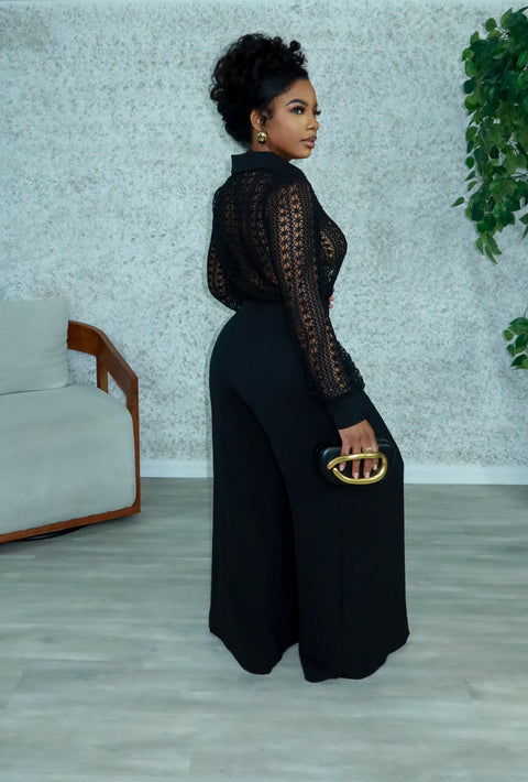 Evell Crochet Pants Set(Black)