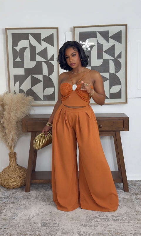 The Sunset Knot Pants Set (Orange)