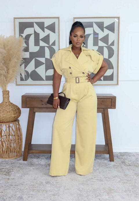 Rich Girl Trench Jumpsuit(Yellow)