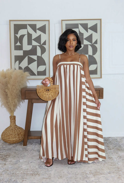The Aurora Flow Maxi Dress (Brown) - Fitz Clothing