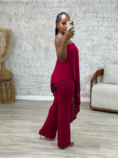 Fall In Love Jumpsuit (Burgundy)