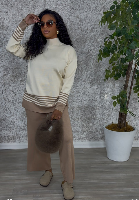 Sagni Knitted Pants Set(Taupe)