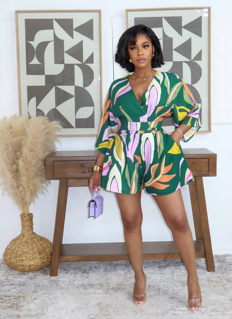 The Radiant Petal Romper (Green) - Fitz Clothing