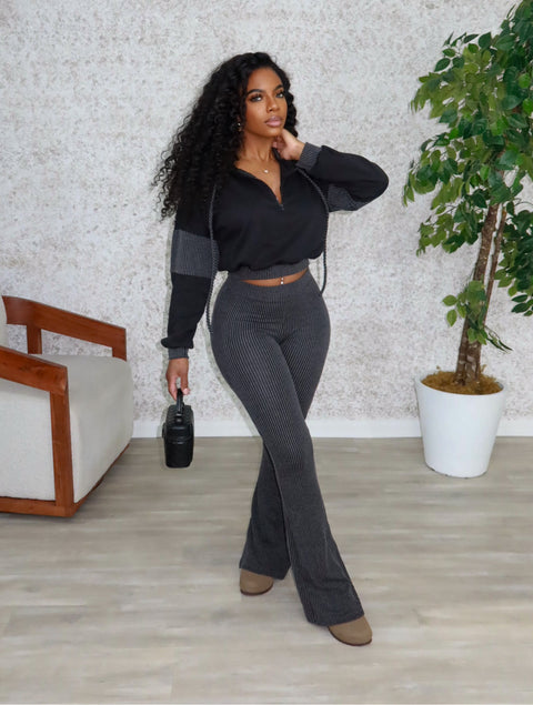 Talk Is Cheap Pants Set (Black/ Charcoal)