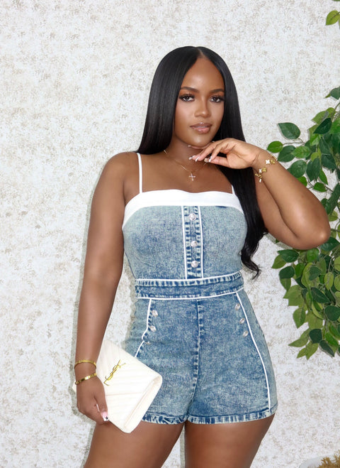 Street Chic Denim Romper - Fitz Clothing