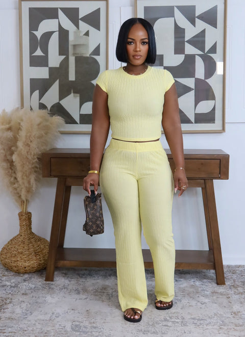 Relaxed Retreat Pants Set (Light Yellow)