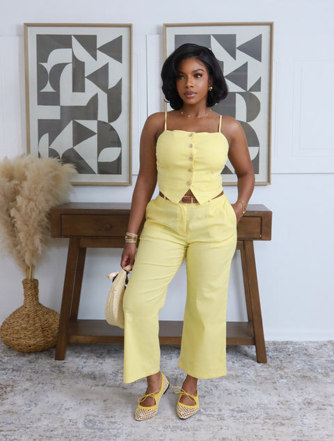 Serena Luxe Set (Pastel Yellow) - Fitz Clothing