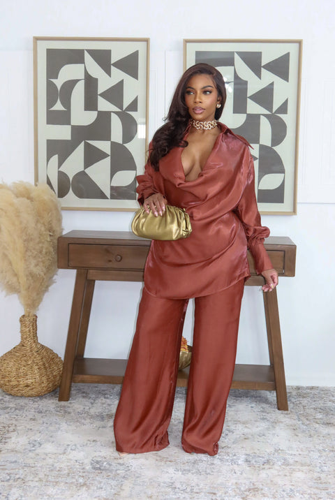 Rich Girl Club Pants Set(Brown)