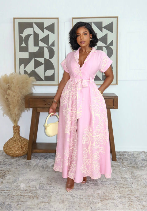 Virtuous Vine Maxi Dress (Pink) - Fitz Clothing