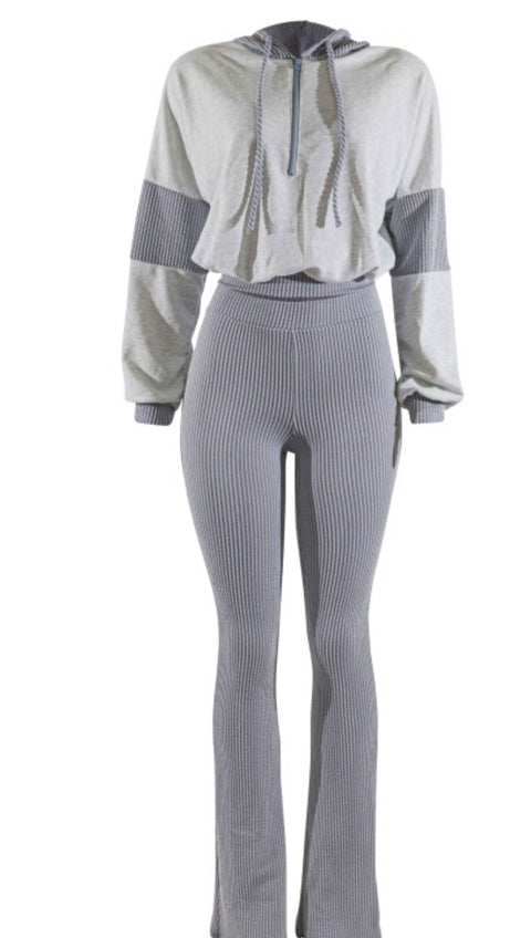 Talk Is Cheap Pants Set (Grey/Silver)
