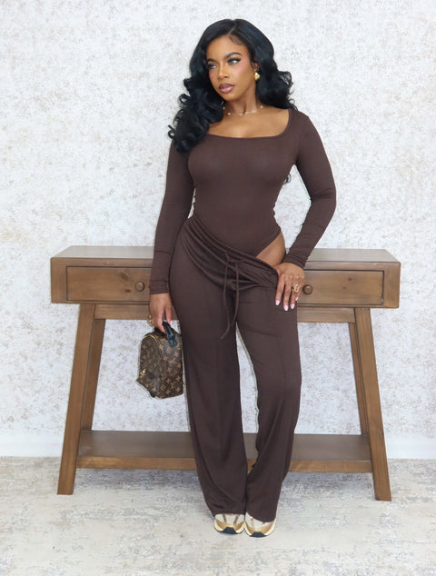 Monee Ribbed Chill Set (Brown) - Fitz Clothing