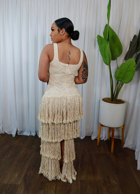 Wifey Tassel Dress(Natural) - Fitz Clothing