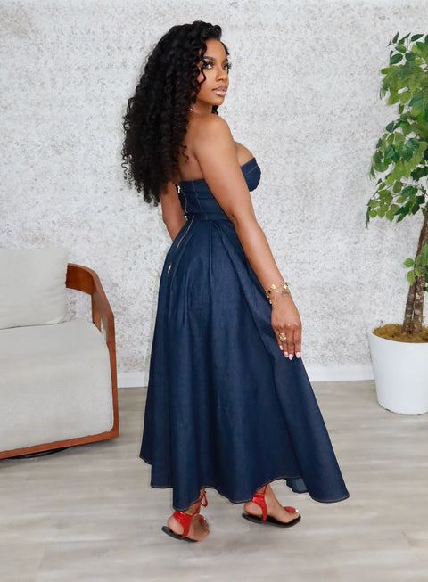 Merlot Denim Midi Dress