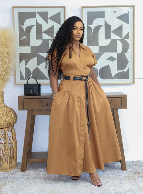 Kemoya Luxe Midi Dress (Brown)
