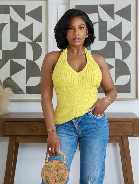 The Sunlit Swirl Top (Yellow) - Fitz Clothing