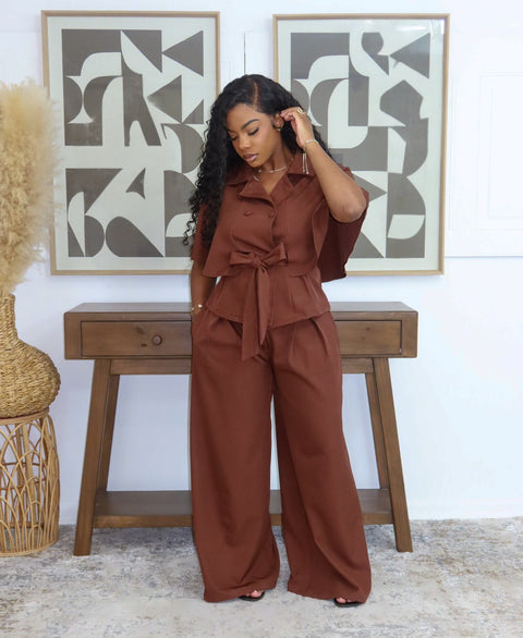 Torrace Cape Pants Set (Brick)