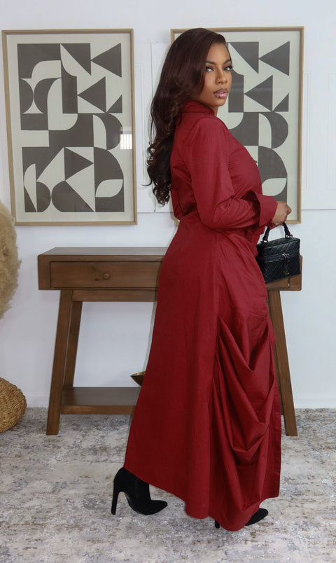 City Rush Ripple Maxi Top (Burgundy)