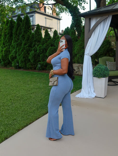Trina Ripped Pants Set (Blue) - Fitz Clothing