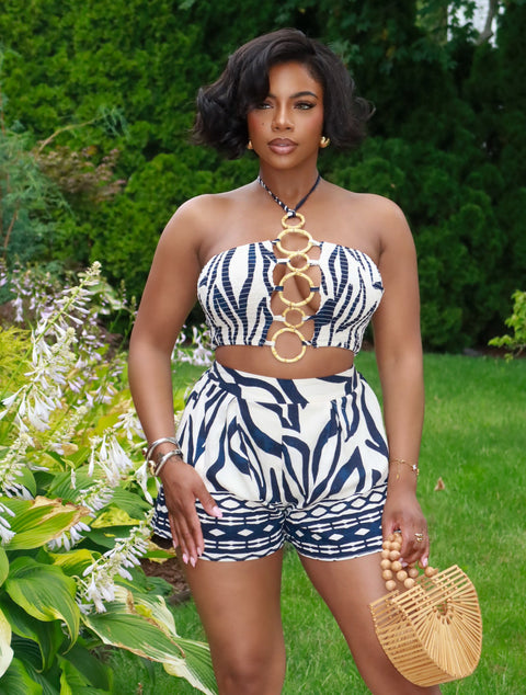 Timeless Ring Shorts Set (Navy Blue)