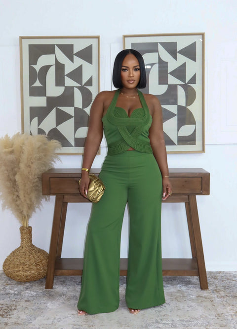 The Signature Weave Pants Set (Green)
