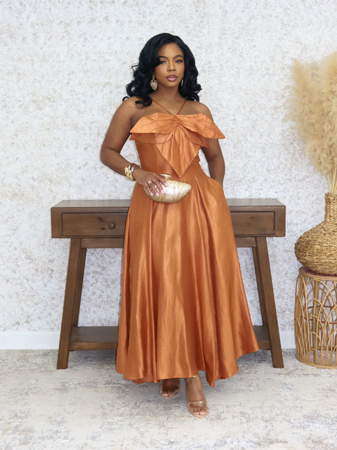 Petal Elegance Maxi Dress (Orange) - Fitz Clothing