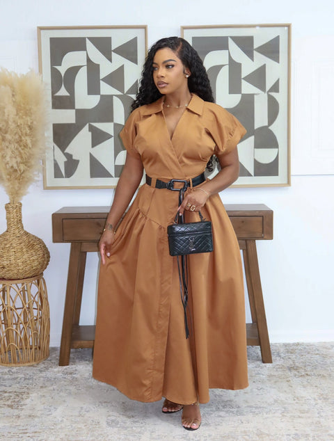 Kemoya Luxe Midi Dress (Brown)