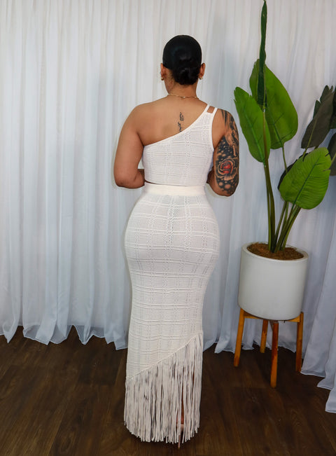 Higher Life Knitted Skirt Set (Natural) - Fitz Clothing