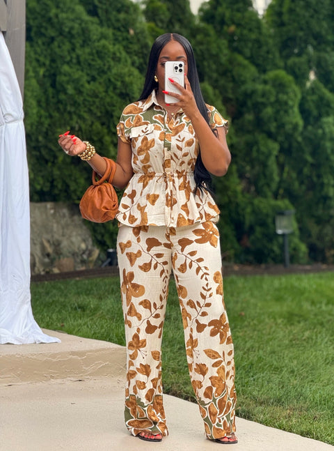 Rere Peplum Floral Pants Set - Fitz Clothing