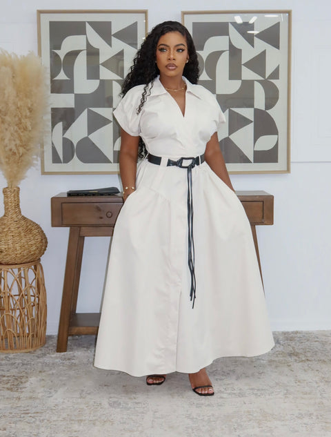 Kemoya Luxe Midi Dress (Apricot)