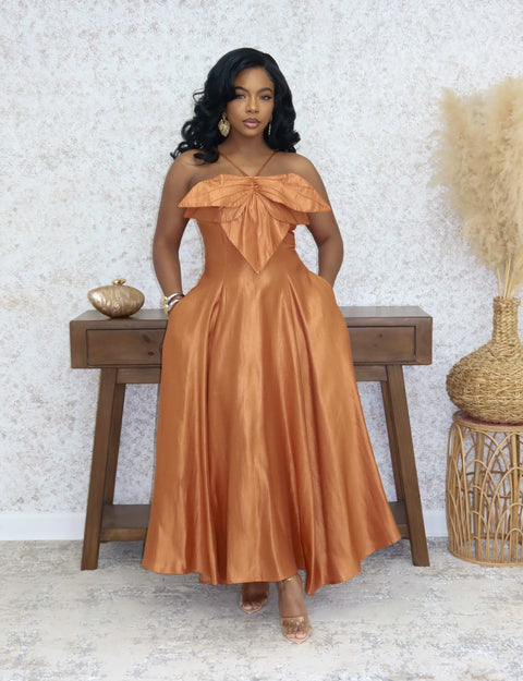 Petal Elegance Maxi Dress (Orange) - Fitz Clothing