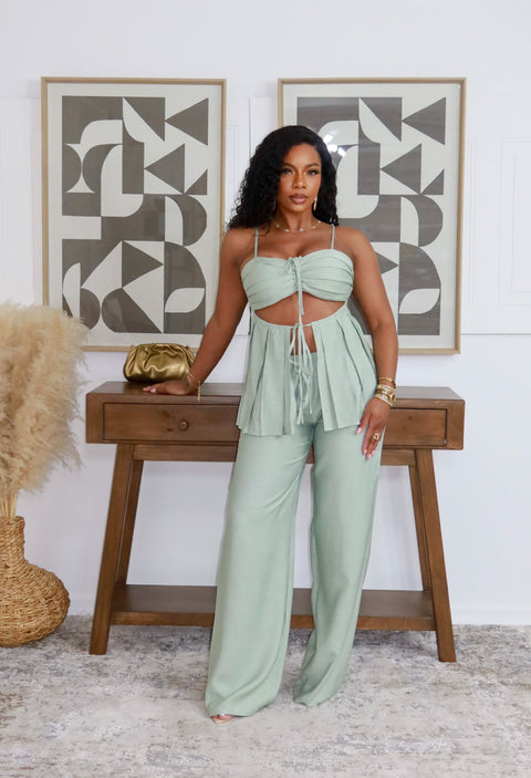 Fiona Linen Set (Sage) - Fitz Clothing