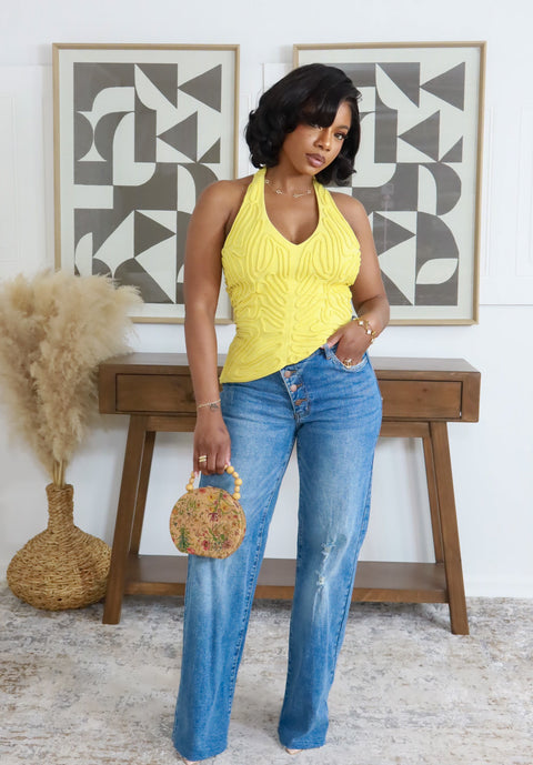 The Sunlit Swirl Top (Yellow) - Fitz Clothing